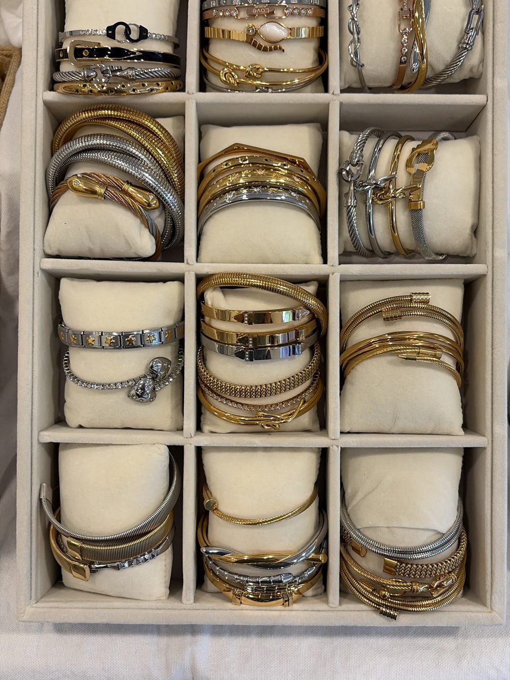 Gold & Silver Mixed Metal Bangle Set - Women Jewelry